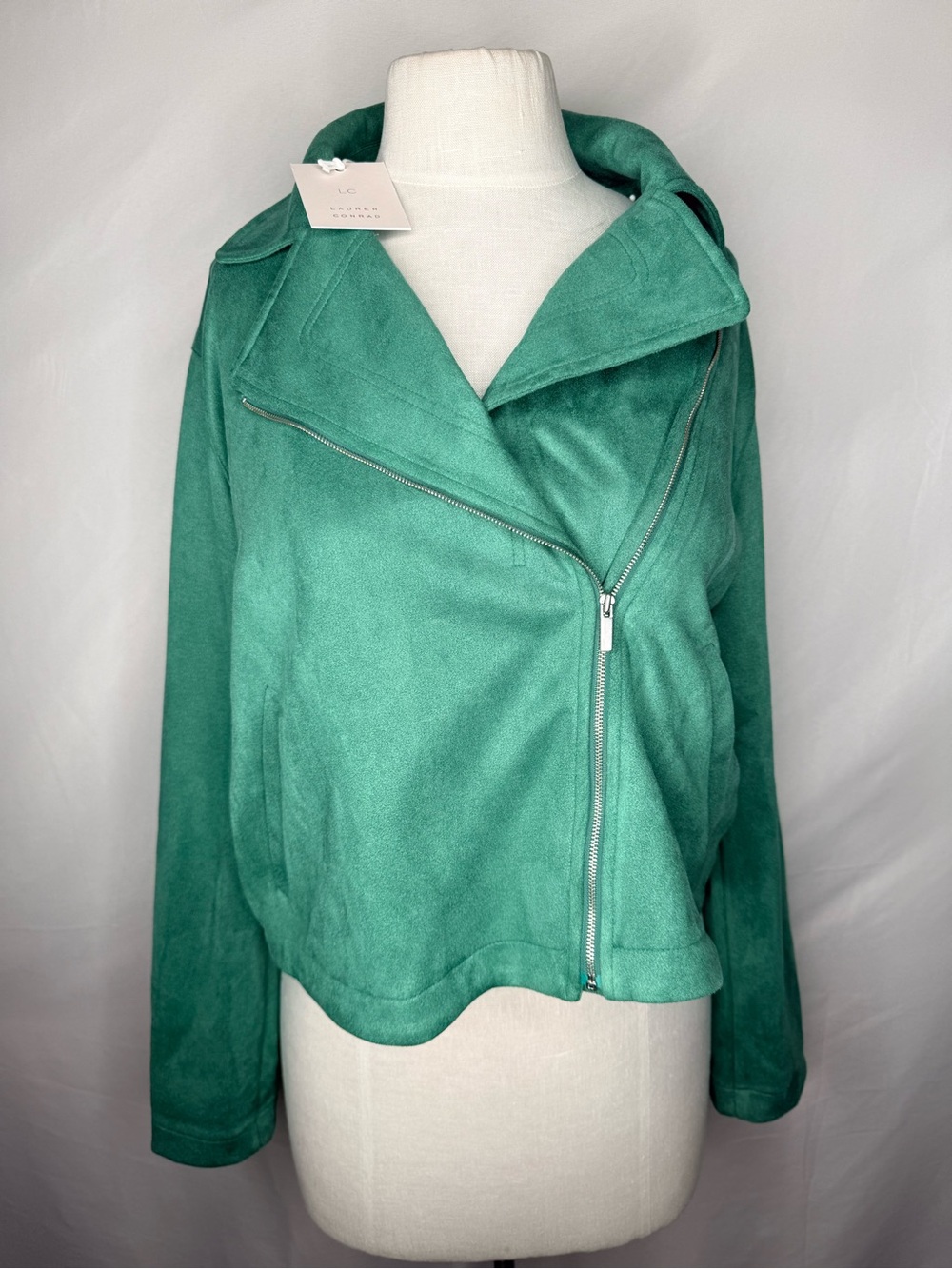 LC Lauren Conrad Emerald Green Faux Suede Moto Jacket (Brand New with Tags)